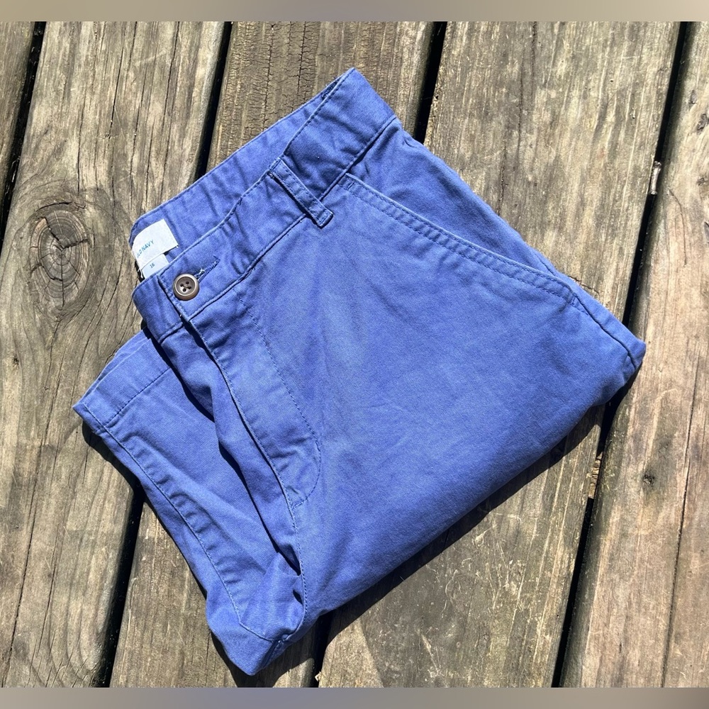 Old Navy Blue Shorts Casual Twill Flat Front Boys Size 16